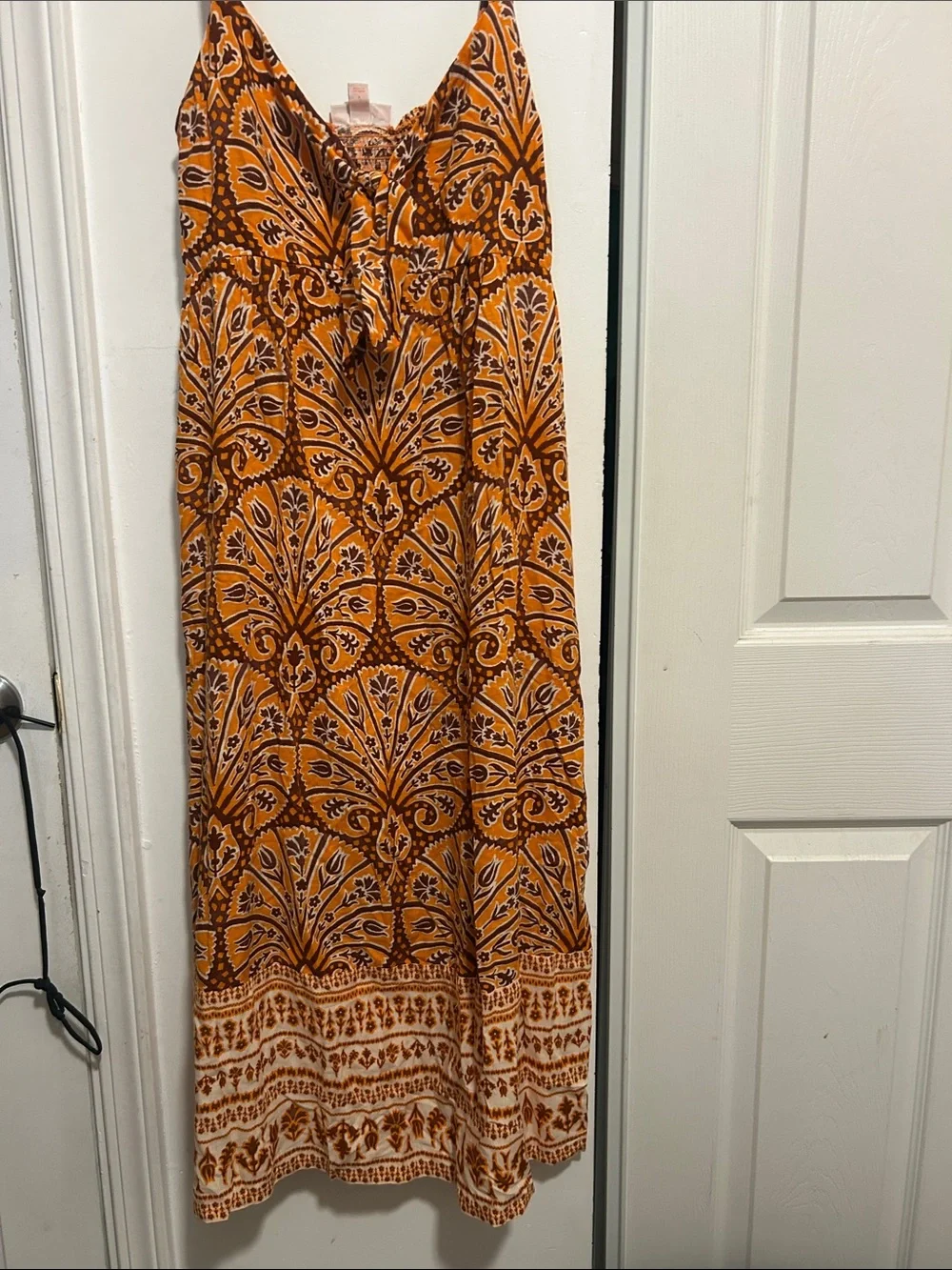 Knox Rose Orange and Brown Printed Maxi Skirt